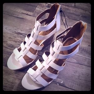A.n.a  White Strap Wedges